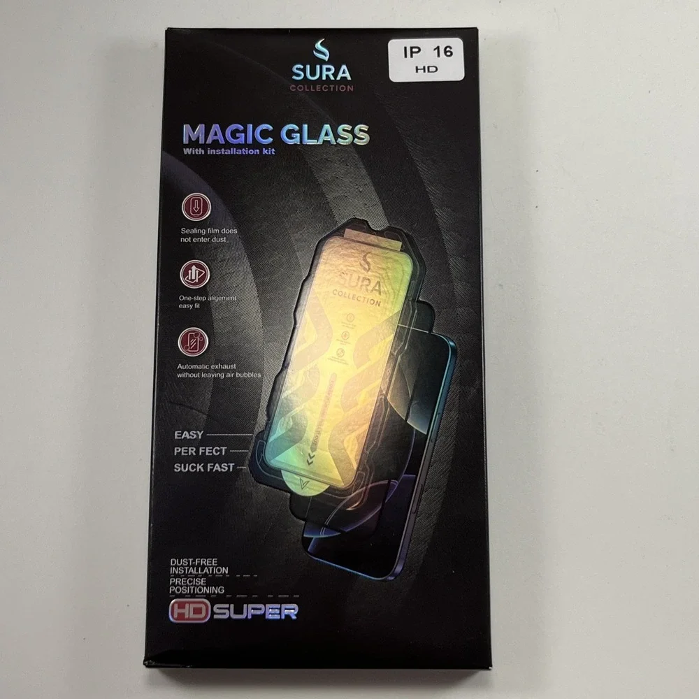 iPhone 16 HD Glass Screen Protector & Installation Kit Lot Of 6 Magic Glass Sura
